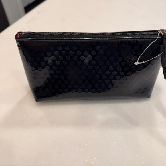 Kate Spade Black Patent cosmetic Pouch/bag NEW zip close, pink interior - Picture 6 of 13